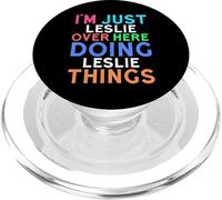 Je suis Juste Leslie Qui Fait Leslie Things Leslie PopSockets PopGrip pour MagSafe
