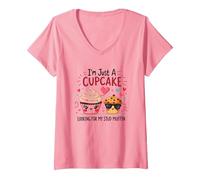 Je suis Juste Un Cupcake Qui Cherche Mon Stud Muffin Sweet Love T-Shirt avec Col en V, Femme, Rose, S