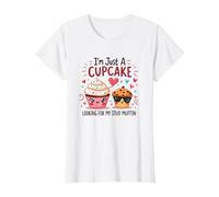 Je suis Juste Un Cupcake Qui Cherche Mon Stud Muffin Sweet Love T-Shirt, Femme, Blanc, XL