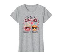 Je suis Juste Un Cupcake Qui Cherche Mon Stud Muffin Sweet Love T-Shirt, Femme, Gris Chiné, XXL