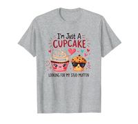 Je suis Juste Un Cupcake Qui Cherche Mon Stud Muffin Sweet Love T-Shirt, Homme, Gris Chiné, 4XL