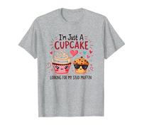 Je suis Juste Un Cupcake Qui Cherche Mon Stud Muffin Sweet Love T-Shirt, Homme, Gris Chiné, S
