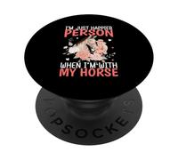 Je suis Juste Une Personne Plus Heureuse Quand Je suis avec Mon Cheval PopSockets PopGrip Adhésif