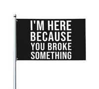 Je Suis Là Parce Que Tu As Cassé Quelque Chose De Drôle. Cadeau Drapeau Décoratif Drapeau De Jardin Résistant Aux Intempéries Garden Flag Pour Pelouse Jardin Fête 90X150Cm