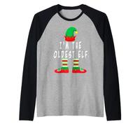 Je suis la Plus Vieille Famille de Noël Elfe Assortie à Santa Helper Manche Raglan