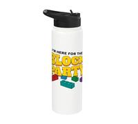 Je suis là pour The Block Party Building Block Brick Builder Stainless Steel Insulated Water Bottle