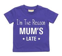 Je suis la raison de maman Late T-shirt bébé tout-petit enfants Disponible en tailles 0-6 mois pour 14-15 ans diverses Couleurs Disponibles violet violet 0-6 mois