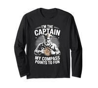 Je suis le capitaine, ma boussole indique un capitaine de bateau à moteur amusant Manche Longue