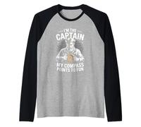 Je suis le capitaine, ma boussole indique un capitaine de bateau à moteur amusant Manche Raglan