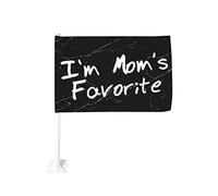 Je suis le préféré de maman - Drapeau de voiture 12x18 drôle de cadeaux Drapeaux de voiture Décoration de fenêtre de voiture, drapeaux de fenêtre de voiture imperméables Clip de fenêtre double face Dr