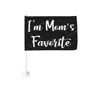 Je suis le préféré de maman - Drapeau de voiture amusant 12x18 Drapeaux de voiture Décoration de fenêtre de voiture, Drapeaux de fenêtre de voiture imperméables Clip de fenêtre double face Drapeau de