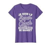 Je suis Le Super Coach d'une Dream Team De Basket T-Shirt, Femme, Violet Chiné, L