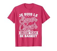 Je suis Le Super Coach d'une Dream Team De Basket T-Shirt, Homme, Rouge Chiné, L