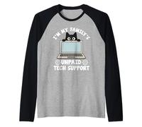 Je suis Le Support Technique Non rémunéré de ma Famille IT Computer Cat Manche Raglan
