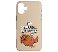 Je suis littéralement bourrée de Dinde dans Un Bonnet de Père Noël, Un Noël drôle Coque pour iPhone 16 Plus