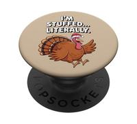 Je suis littéralement bourrée de Dinde dans Un Bonnet de Père Noël, Un Noël drôle PopSockets PopGrip Adhésif