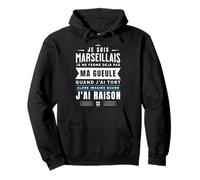Je Suis Marseillais Homme Supporter Drapeau de Marseille Sweat à Capuche