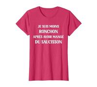 Je suis Moins ronchon après Avoir Manger du Saucisson T-Shirt, Femme, Rouge Chiné, 3XL