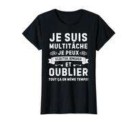 Je suis Multitâche Je Peux Écouter Ignorer Oublier Humour T-Shirt Graphique avec Valeur, Femme, Noir, XS
