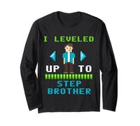 Je suis passé au Niveau Step Brother Gamer Pixel Design Manche Longue