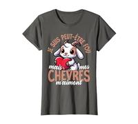 Je suis Peut-Être Fou mais Mes Chèvres M’Aiment T-Shirt, Femme, Asphalte, S
