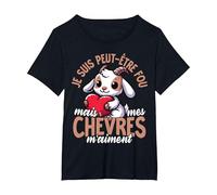 Je suis Peut-Être Fou mais Mes Chèvres M’Aiment T-Shirt, Femme Grandes Tailles, Noir, 5X