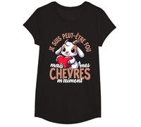 Je suis Peut-Être Fou mais Mes Chèvres M’Aiment T-Shirt, Fille, Noir, M