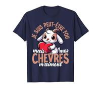 Je suis Peut-Être Fou mais Mes Chèvres M’Aiment T-Shirt, Homme, Bleu Marine, 5XL