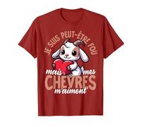 Je suis Peut-Être Fou mais Mes Chèvres M’Aiment T-Shirt, Homme, Canneberge, 3XL