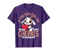 Je suis Peut-Être Fou mais Mes Chèvres M’Aiment T-Shirt, Homme, Violet, M