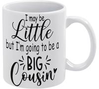 Je suis peut-être petite, mais je serai une grande cousine ! Mug en céramique blanche, compatible micro-ondes et lave-vaisselle, impression recto verso, idéal pour maman, papa, un(e) ami(e), épouse ou