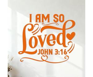 Je suis profondément aimé, Jean Bible, Écriture chrétienne Stickers gravés N'abîme pas le mur 35x40.3cm Orange