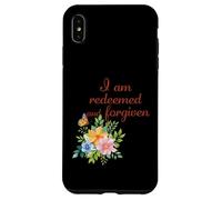 Je suis racheté et pardonné - Floral Christian Faith Coque pour iPhone XS Max