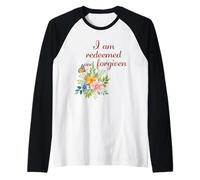 Je suis racheté et pardonné - Floral Christian Faith Manche Raglan