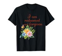 Je suis racheté et pardonné - Floral Christian Faith T-Shirt