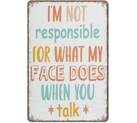 Je suis responsable de ce que je fais quand tu parles. Plaque décorative vintage en métal « Classiques » pour une ambiance chaleureuse dans une cuisine, un café, un salon, une maison de campagne ou u
