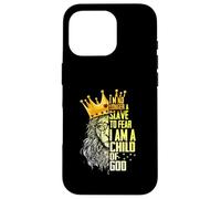 Je suis Roi, Je ne suis Plus Esclave de la Peur d'être Un Enfant de Dieu Lion Coque pour iPhone 16 Pro