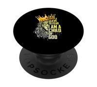 Je suis Roi, Je ne suis Plus Esclave de la Peur d'être Un Enfant de Dieu Lion PopSockets PopGrip Adhésif
