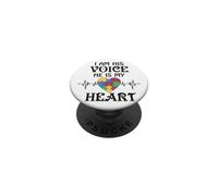 Je suis sa Voix, il est Mon cœur, Rythme Cardiaque, Sensibilisation à l'Autisme, Fils PopSockets PopGrip Adhésif