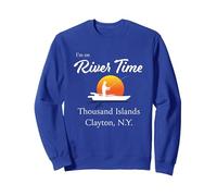 Je suis sur River Time - Thousand Islands Clayton NY St. Lawrence Sweatshirt, Unisexe pour Adultes, Bleu Royal, M