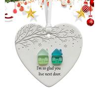 Je suis Tellement Content Que Vous Viviez À Côté De L'ornement De Noël | Décor D'amitié en Verre De Mer en Forme De Cœur, Pendre d'amour De l'arbre De Noël pour Les Meilleurs Amis