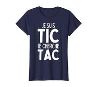 Je suis TIC Je Cherche TAC, Duo TIC et TAC Déguisement Drôle T-Shirt, Femme, Bleu Marine, M