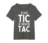 Je suis TIC Je Cherche TAC, Duo TIC et TAC Déguisement Drôle T-Shirt, Femme Grandes Tailles, Asphalte, 3X