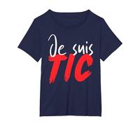 Je suis TIC, TIC Et TAC, Duo Drole Déguisement 2 Personnes T-Shirt, Femme Grandes Tailles, Bleu Marine, 4X