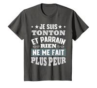 Je suis Tonton et Parrain, Rien ne me Fait Plus Peur T-Shirt, Enfant, Asphalte, 3 Ans