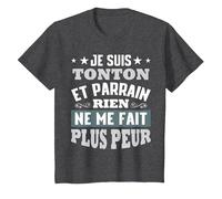 Je suis Tonton et Parrain, Rien ne me Fait Plus Peur T-Shirt, Enfant, Chiné Foncé, 6 Ans