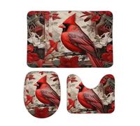 Je suis Toujours avec Toi, Un Oiseau Rouge d'hiver Lot De 3 Tapis Bain Antidérapant Tapis De Toilette Durable Carpettes De Toilette pour Chambre À Coucher Maison Intérieur