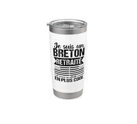 Je Suis Un Breton Retraité Humour Retraite Bretagne Cadeau Gobelet isotherme en acier inoxydable double paroi