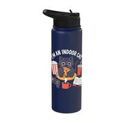 Je suis un chat d'intérieur mignon mangeant de la pizza jouant à des jeux vidéo Stainless Steel Insulated Water Bottle