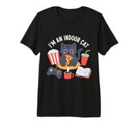 Je suis Un Chat d'intérieur Mignon Mangeant de la Pizza Jouant à des Jeux vidéo T-Shirt Haut de Gamme